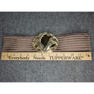 Gold Calla Lily Belt Buckle 24" Waist Belt Brown